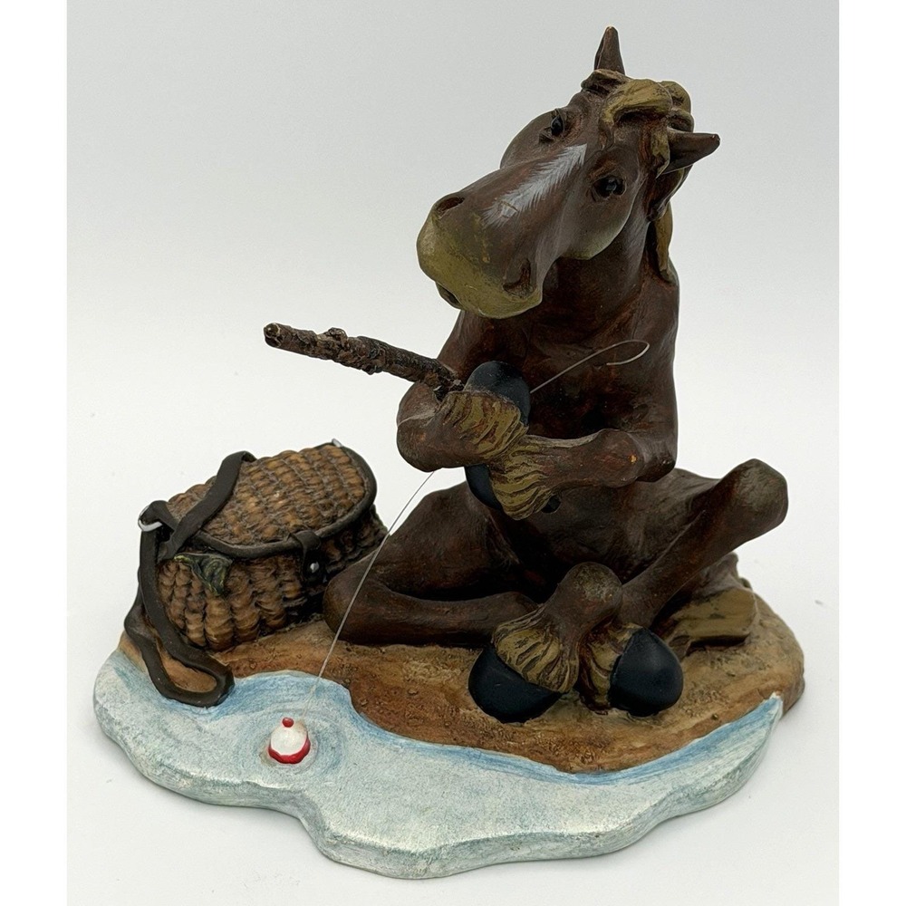 Elmer Fishing Figurine Montana Silversmith Pasture Pals Western Cabin Home Decor